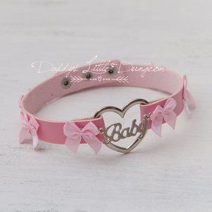 Pastel Pink Baby Girl Charm Heart Day Collar Lolita Choker for Cosplay